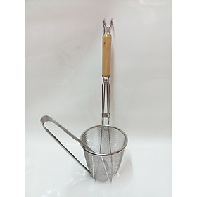 Mua VỢT INOX  CÁN GỖ TRỤNG HỦ TIẾU MÌ RAU CỦ XƯƠNG THỊT TẶNG KÈM MỘT GẮP INOX CAO CẤP