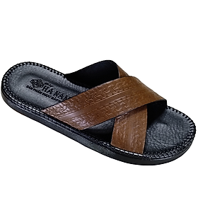 Dép Nam Quai Chéo HA NAM Da Bò Thật Cao Cấp DNA22042