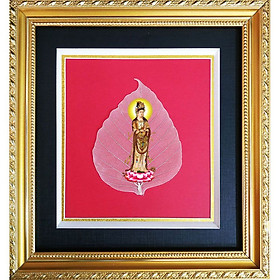 Mua Tranh Hình Phật Quan Âm Trên Lá Bồ Đề HPB-2454-1