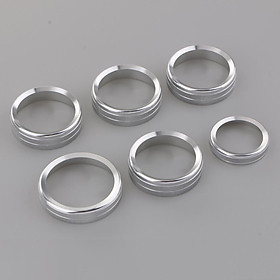 6x Air Condition AC Knob Switch Frame Trim Ring Cover Fit for Ford Silver
