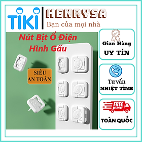 Combo 5 Nút Bịt Ổ Điện Hình Gấu 2 Chân Chống Giật, An Toàn Cho Bé - HENRYSA