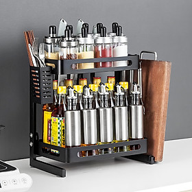 Giá Bếp Maxcook MCZW304 Inox Đen Giá Dao Thớt Giá Để Đũa Lọ Gia Vị