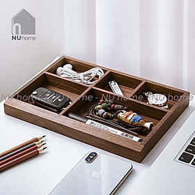 Mua Khay gỗ đựng mỹ phẩm phụ kiện để bàn Hami  khay gỗ tự nhiên để đồ tiện dụng ngăn nắp đặt bàn