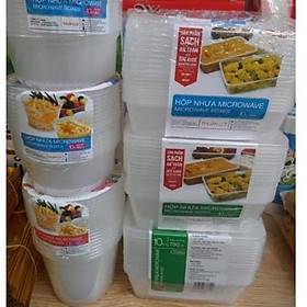 Mua Lốc 10 cái hộp nhựa chữ nhật/ hộp nhựa tròn kèm nắp dùng để đựng thực phẩm  dùng được trong lò vi sóng