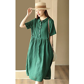 Đầm suông nữ cổ sơ mi thiết kế nút thắt bên eo kèm túi 2 bên tiện lợi, sang chảnh da215