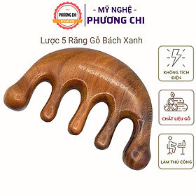 Lược Gỗ Thơm 5 Răng Chân Tròn Dùng Massage Da Đầu Ấn Huyệt Giúp Lưu Thông Khí Huyết | Mỹ Nghệ Phương Chi