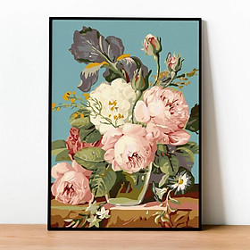 Tranh số hóa Hoa mẫu đơn đã căng khung 40x50cm