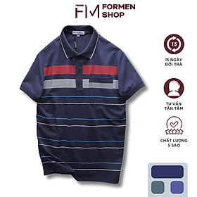 Áo thun polo Pack sọc túi thời trang, cotton muối mịn mát - FORMEN SHOP - FMPS243