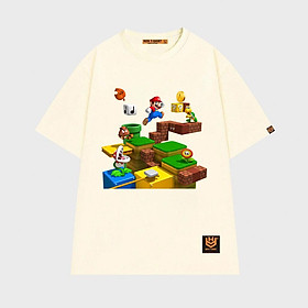 Áo thun tay lỡ unisex hình game Super Mario vui nhộn BND296 - Beige, Beige