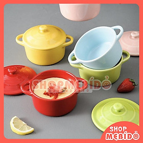 Mua Bát Ăn Dặm Gốm Sứ Hình Nồi Có Nắp Cho Bé 200ml Shop Mẹ Bí Đỏ T26C