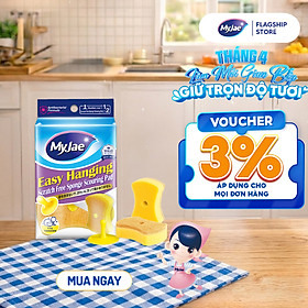 Miếng Bọt Biển Rửa Chén MyJae 2 Mặt, Mút Xốp Rửa Bát Đa Năng Kèm Miếng Nhựa Hít Kê  11.3cm x 7.8cm x 3cm  (2 Miếng/Gói)