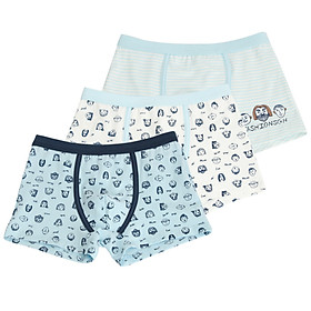 Red beans (Hodo) children's underwear male flat angle in the waist breathable big child 95% cotton comfortable four pants 3 boxed HDK783 blue and white 160