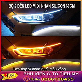 Bộ 2 Led Dây Đèn Mí Ô Tô Tích Hợp Xi Nhan Đuổi 60cm Silicon Chống Nước