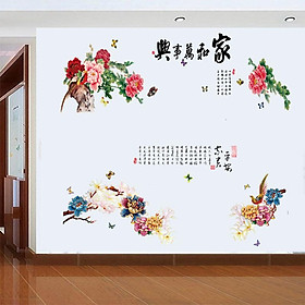 DECAL DÁN TƯỜNG COMBO HOA MẪU ĐƠN NGŨ SẮC