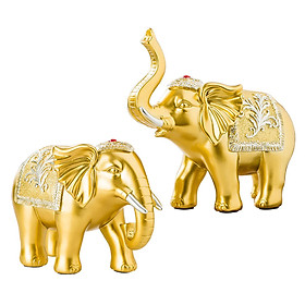 2x Lucky Feng Shui Elephant Statue Sculpture Wealth Figurine Gift Home Decor