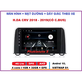 Bộ màn hình xe H.DA CRV 2018-2019 lắp sim 4G ram 1G-rom32G thu-phát wifi hỗ trợ tiếng việt, tích hợp vô lăng, ra lệnh giọng nói chỉ đường Vietmap, tiện ích lắp đặt dễ dàng Màn hình xe CRV kèm mặt dưỡng,dây giắc và C.BUS.