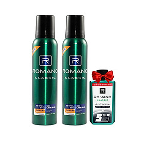 Combo 2 Mousse tạo kiểu tóc nam Romano Classic (175g*2) +Tặng Dầu gội sạch gàu Romano 60g