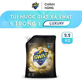 Nước Giặt Xả SWAT 5 in 1 Luxury Siêu Thơm túi 2.2kg - Siêu tiết kiệm giúp diệt khuẩn, công nghệ lưu hương kép