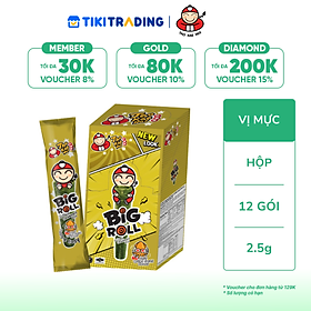 Hộp 12 Gói Snack Rong Biển TaoKaeNoi BIG ROLL Vị Mực