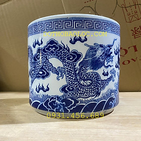 Mua Bát nhang lư hương thờ cúng đôi rồng phun ngọc sứ Bát tràng cao 19cm