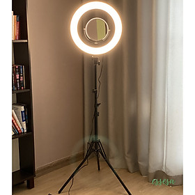 Đèn livestream/Đèn Led Trợ Sáng Essesa Ring RL18 Chiếu Sáng Studio, Makeup, Quay Phim , Chụp Ảnh, Livetream, Selfie Kèm Kẹp Điện Thoại Tùy Chỉnh, Gương 2 Mặt - Hàng Chính Hãng