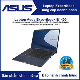 Mua Laptop Asus ExpertBook B1400 B1400CBA (Chip Intel Core i5-1235U | RAM 8GB | SSD 512GB NVMe | 14  Full HD | Bảo mật vân tay | Bảo mật TPM 2.0 | Độ bền chuẩn quân đội US | Win bản quyền) - Hàng Chính Hãng