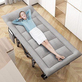 Mua Giường gấp ngủ trưa văn phòng 1m9 - Giường xếp có đệm nỉ êm ái chân kim loại chịu lực tốt màu xám decor đẹp