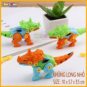 Khủng long lắp ráp, có súng bắn được, size to 20cm, tháo lắp bằng Tua vít