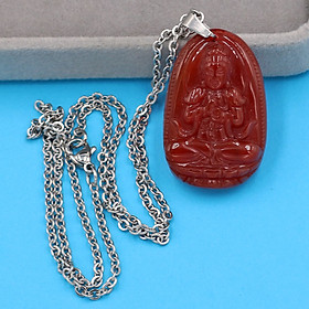 Vòng cổ Phật Đại Nhật Như Lai - thạch anh đỏ 3.6cm DITTOB5 - dây inox bạc - tuổi Mùi, Thân