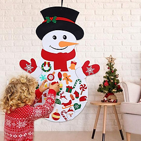 DIY Felt Christmas Snowman Set with Detachable Ornaments Xmas Gift for Toddlers Kids  Door Wall Hanging Decorations