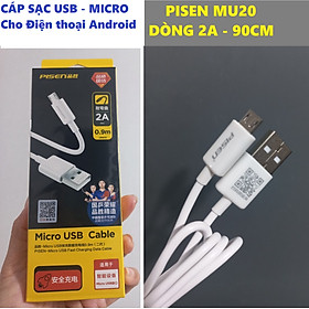 Cáp sạc và dữ liệu USB - Micro dòng 2A cho điện thoại Android Pisen MU20 (90cm) _  Hàng chính hãng