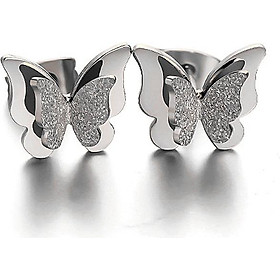 Bộ 2 bông tai Titan hình con bướm Winwinshop88 BT201 - Màu Bạc