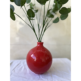 Bình Hoa Dáng Tròn - Đỏ Nổi Bật - Chống Nứt Mẻ - Sang trọng - Hàng Cao Cấp- Cao 15cm