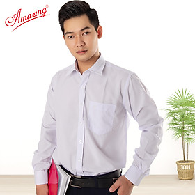 Áo sơ mi nam tay dài Amazing, thời trang công sở, trung niên, form regular suông rộng, có size lớn, chất liệu KT silk mềm mượt