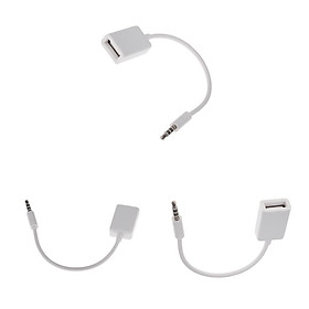 3 Pieces 3.5mm Male AUX Audio Plug Jack To USB 2.0 Female Converter Cable