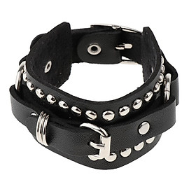 Punk Adjustable Leather Bracelet Wide Belt  Bangle for Men Women