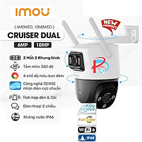 Camera Wifi IMOU 2 Mắt Ngoài Trời S7XP Cruiser Dual 6MP/10MP, quay 360 độ, đàm thoại 2 chiều - Hàng chính hãng