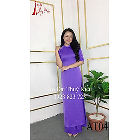 Áo dài Thúy Kiều trơn lụa Tây Thi cổ tàu màu tím cà AT04