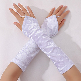 Fashion Fingerless Gloves Arm Warmer Cosplay Sun Protection Driving Gloves Long Gloves Oversleeve Ladies Mittens Soft Arm Sleeve for Wedding