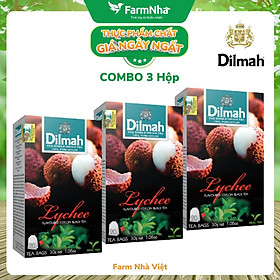 (Combo 3 Hộp) Trà Dilmah Lychee Hương Vải túi lọc 30g 20 túi x 1.5g - Tinh hoa trà Sri Lanka
