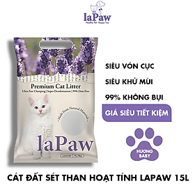 Hình ảnh Cát vệ sinh cho mèo laPaw đất sét mix than hoạt tính siêu vón cục, siêu khử mùi, thơm lâu, ít bụi 15L