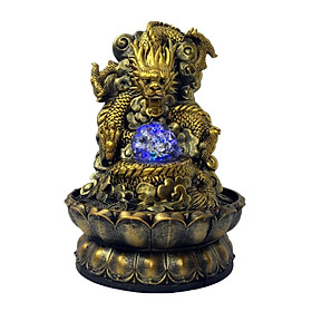 Desktop Water Fountain Feng Shui Waterfall Statue Ornament with Rolling Ball