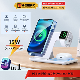 Mua Đế sạc không dây đa năng 3 in 1 chính hãng Remax RP W53 Dock sạc hỗ trợ sạc nhanh không dây 15W cho 8 Plus trở lên - Hàng Chính Hãng Remax