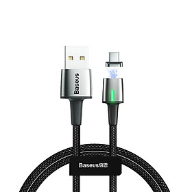 Mua Đen - Dây cáp sạc nhanh 3A từ tính cổng Type-C dài 200CM hiệu Baseus Zinc Magnetic Cable Series 2  cho Huawei  Samsung  Xiaomi  Oppo  Nokia (Sạc nhanh 3A  tốc độ truyền dữ liệu cao) - Hàng nhập khẩu