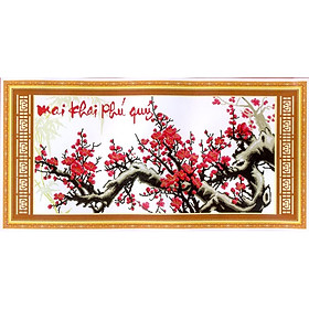 Tranh thêu chữ thập Mai khai phú quý 2 DLH-222436