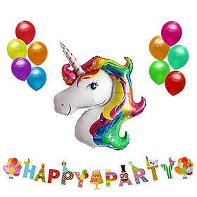 Combo bong bóng Unicorn và dây treo Happy Party