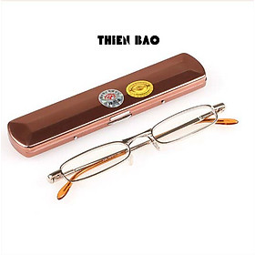 Kính lão thị, viễn thị siêu gọn Đọc sách Mini Nam nữ hợp kim có hộp thiếc đẹp toàn viền tròng sáng chuẩn độ cao cấp loại I KVG67