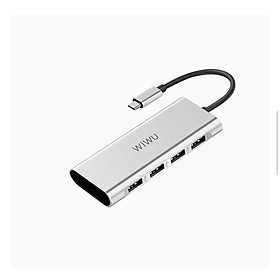 Hub WiWu Alpha 4 in 1 A440 Cổng phụ Biến Một USB-C Chuyển Vào Bốn Cổng USB 3.0, Thiết Kế Mỏng Nhẹ - Hàng Chính Hãng
