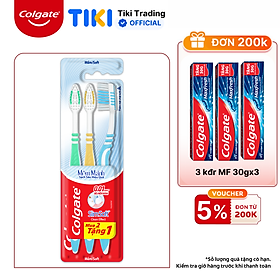 Bộ 3 Bàn chải đánh răng Colgate SlimSoft Deep Clean sạch sâu hiệu quả ( ( màu ngẫu nhiên )