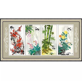 Mua Freeship200k_Tranh thêu chữ thập Tứ Quý Mai Lan Cúc Trúc 222975 kt130x59cm